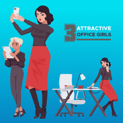 3 attractive office girls cover image.