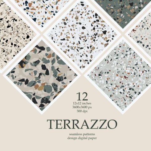 12 Terrazzo Seamless Patterns cover image.