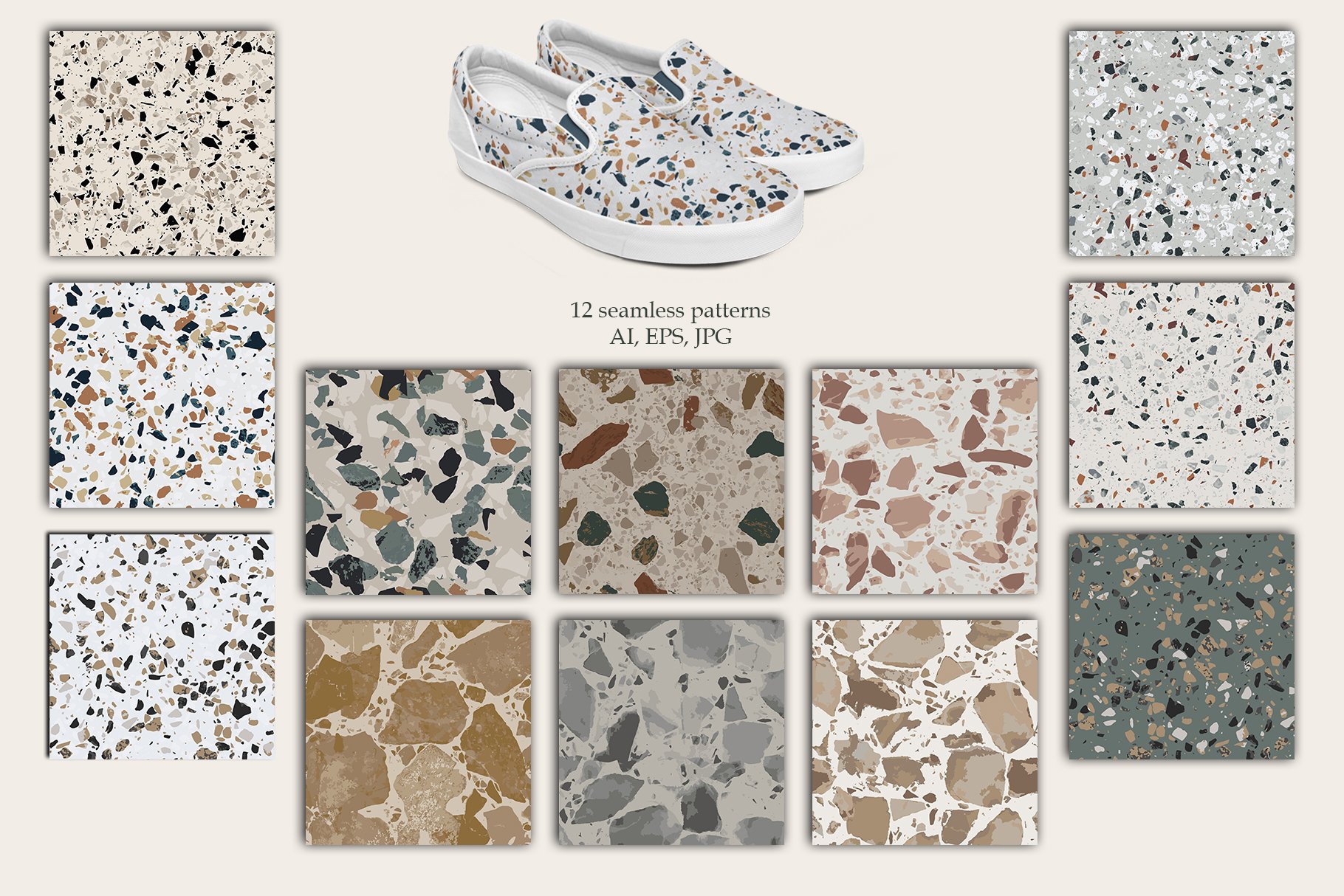 12 Terrazzo Seamless Patterns preview image.
