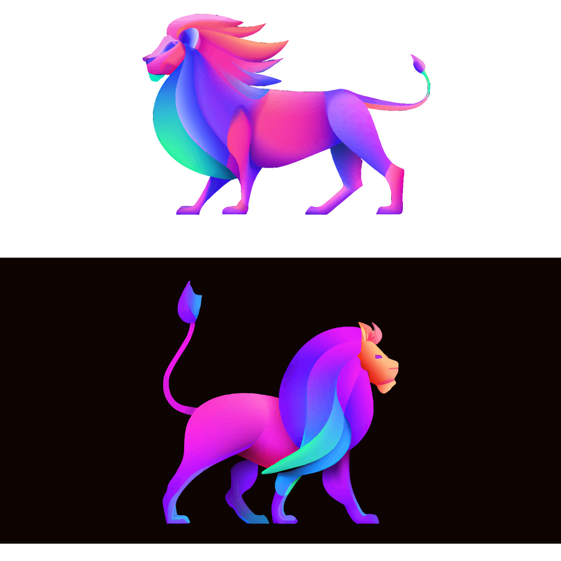 2 attractive multicolored lion gaming logos preview image.