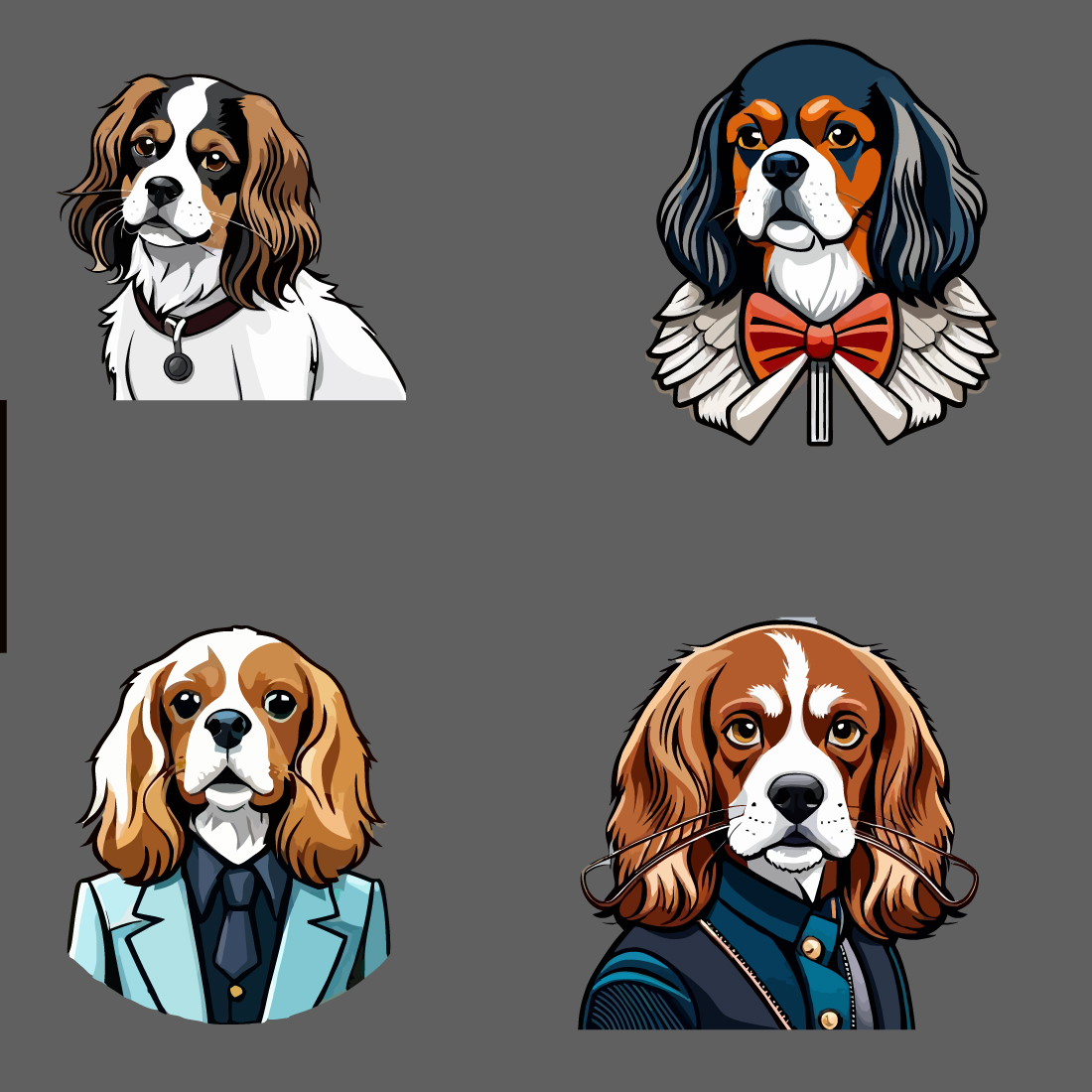 4 dog mascot logo designs preview image.