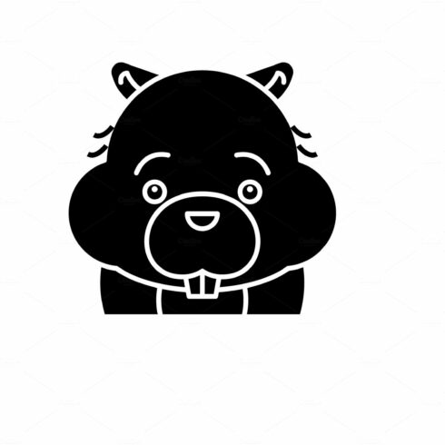 Funny beaver black icon, vector sign cover image.