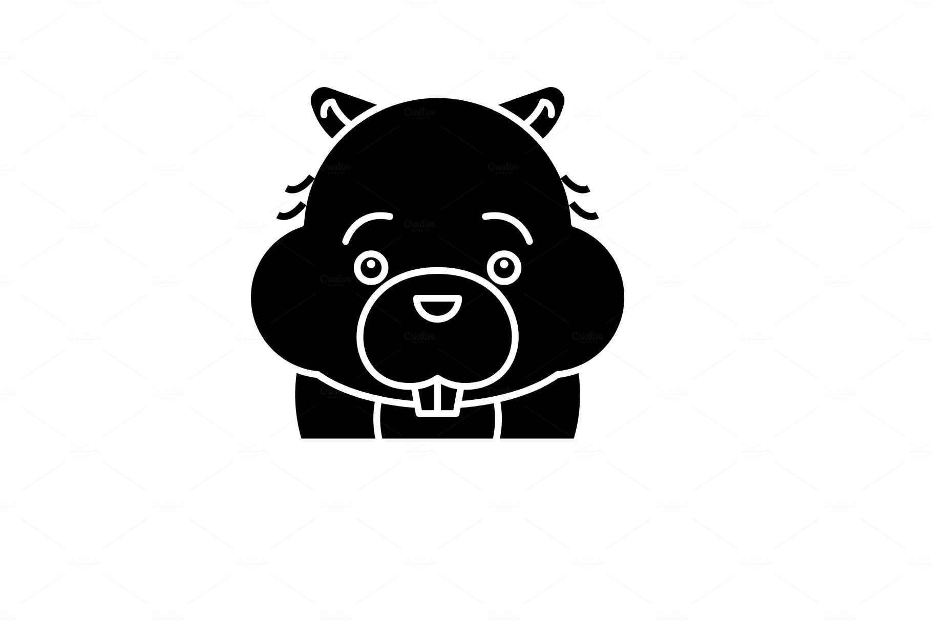 Funny beaver black icon, vector sign cover image.