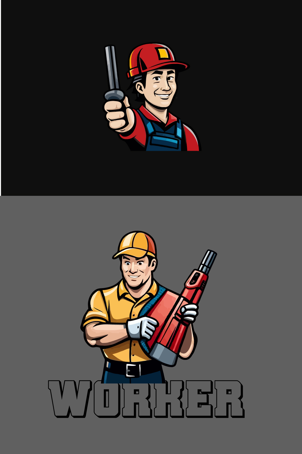 pack of 4 worker attractive looking mascot pinterest preview image.