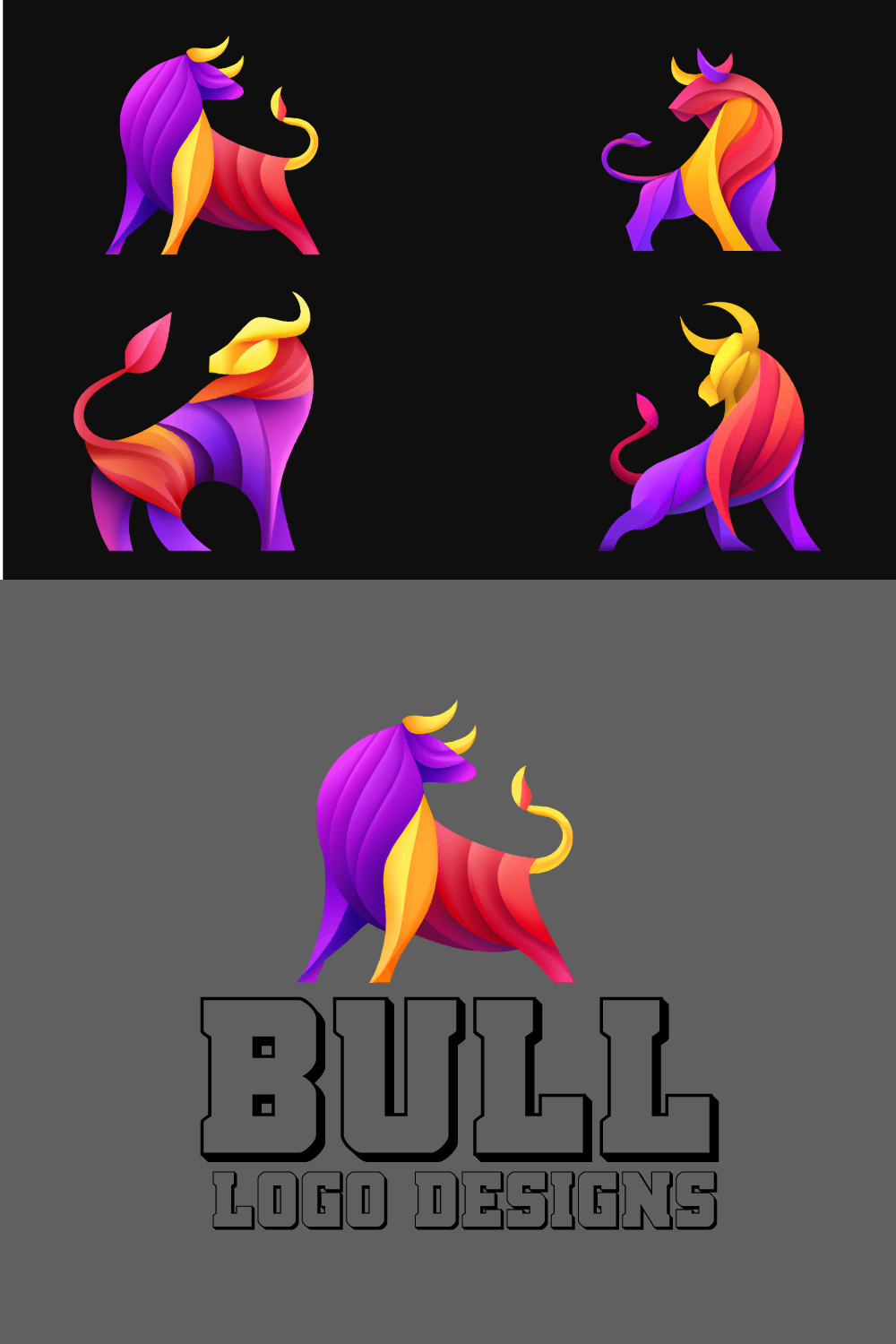4 bull multicolor logo design pinterest preview image.