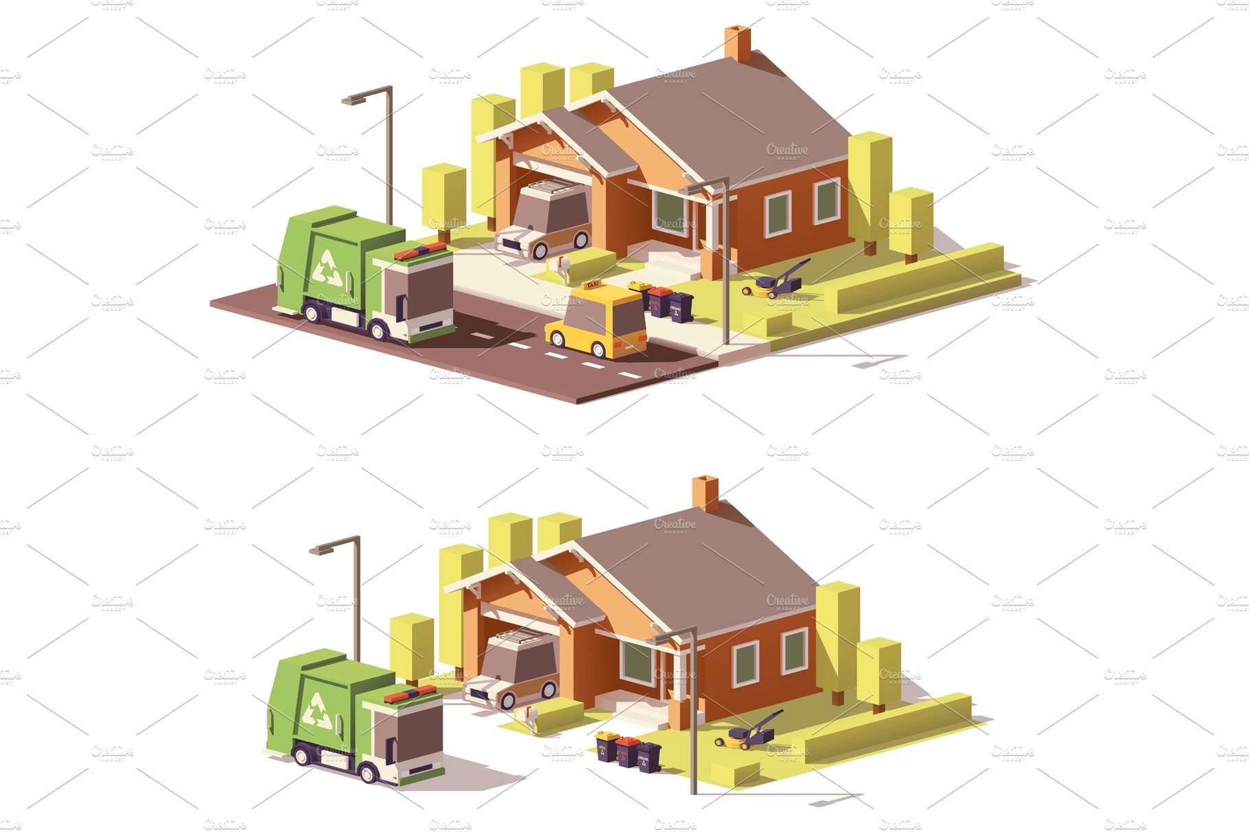 Vector low poly house icon cover image.