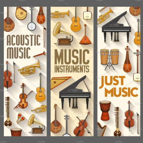 Music orchestra instruments cover image.