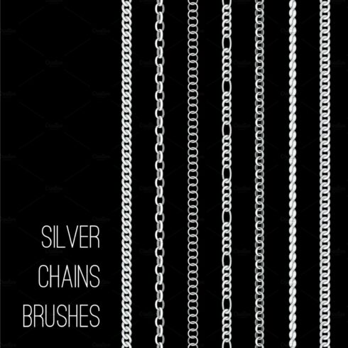 Silver chains set isolated on black cover image.