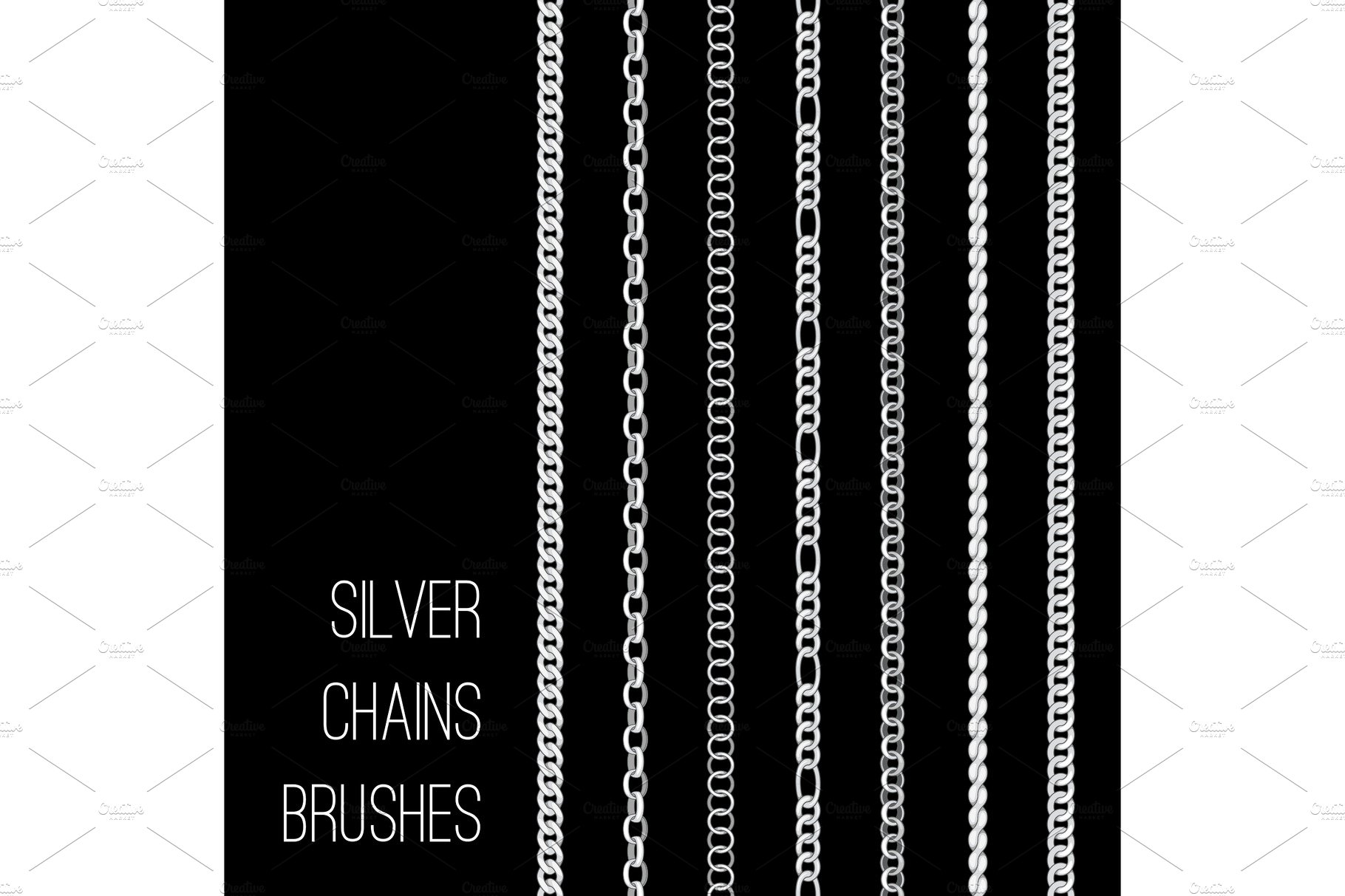 Silver chains set isolated on black cover image.