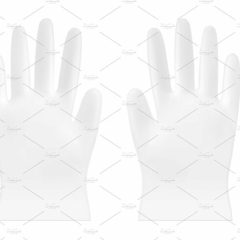 White disposable nitrile gloves cover image.
