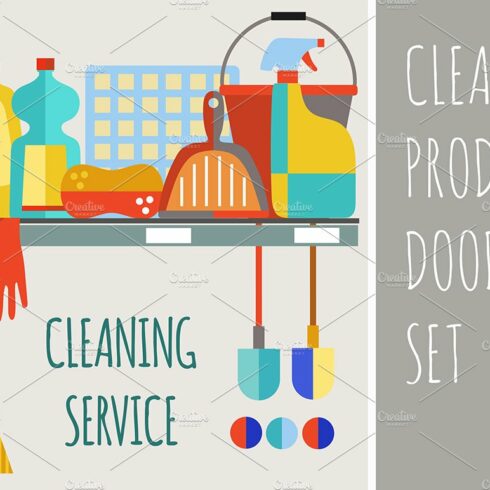 Cleaning product icon set cover image.