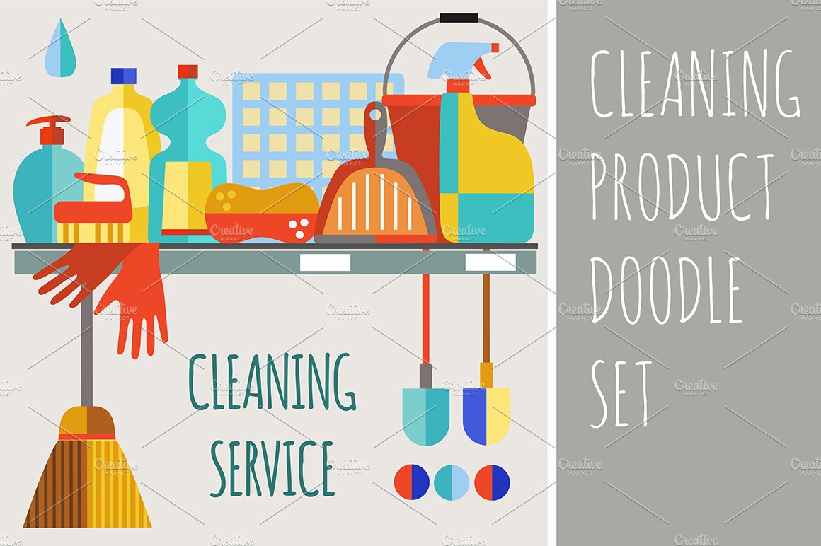 Cleaning product icon set cover image.