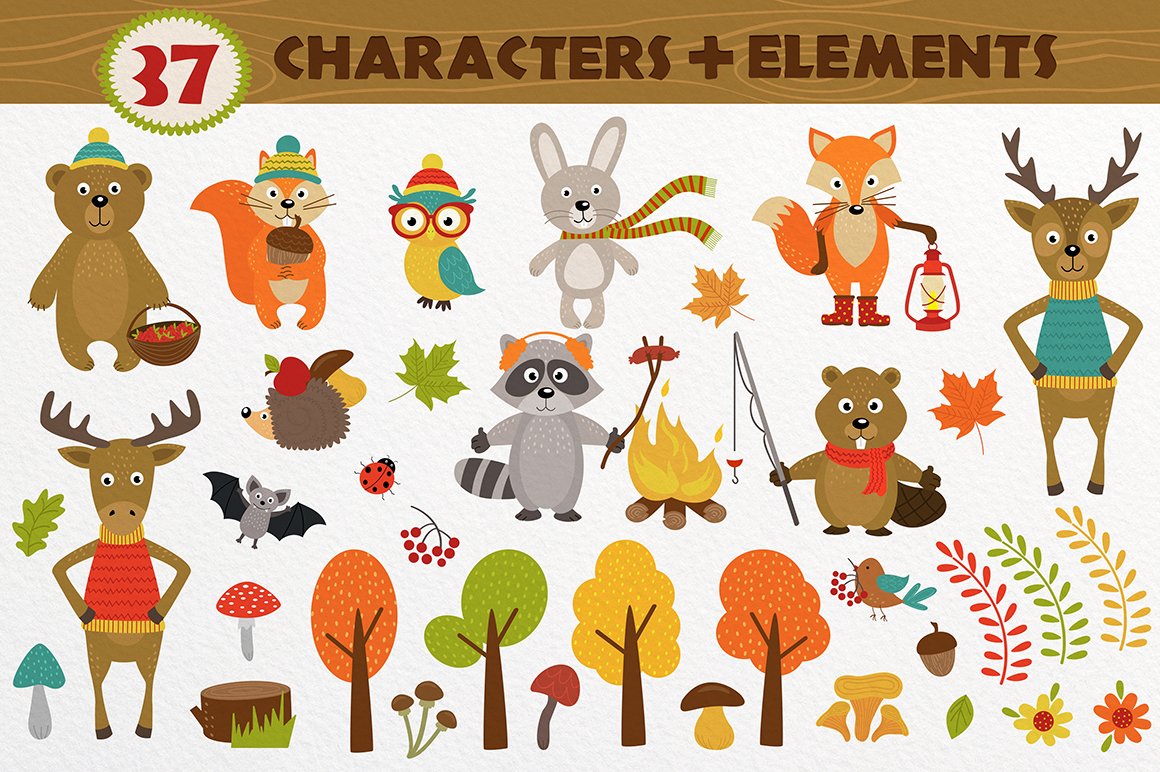 set  animals of forest preview image.