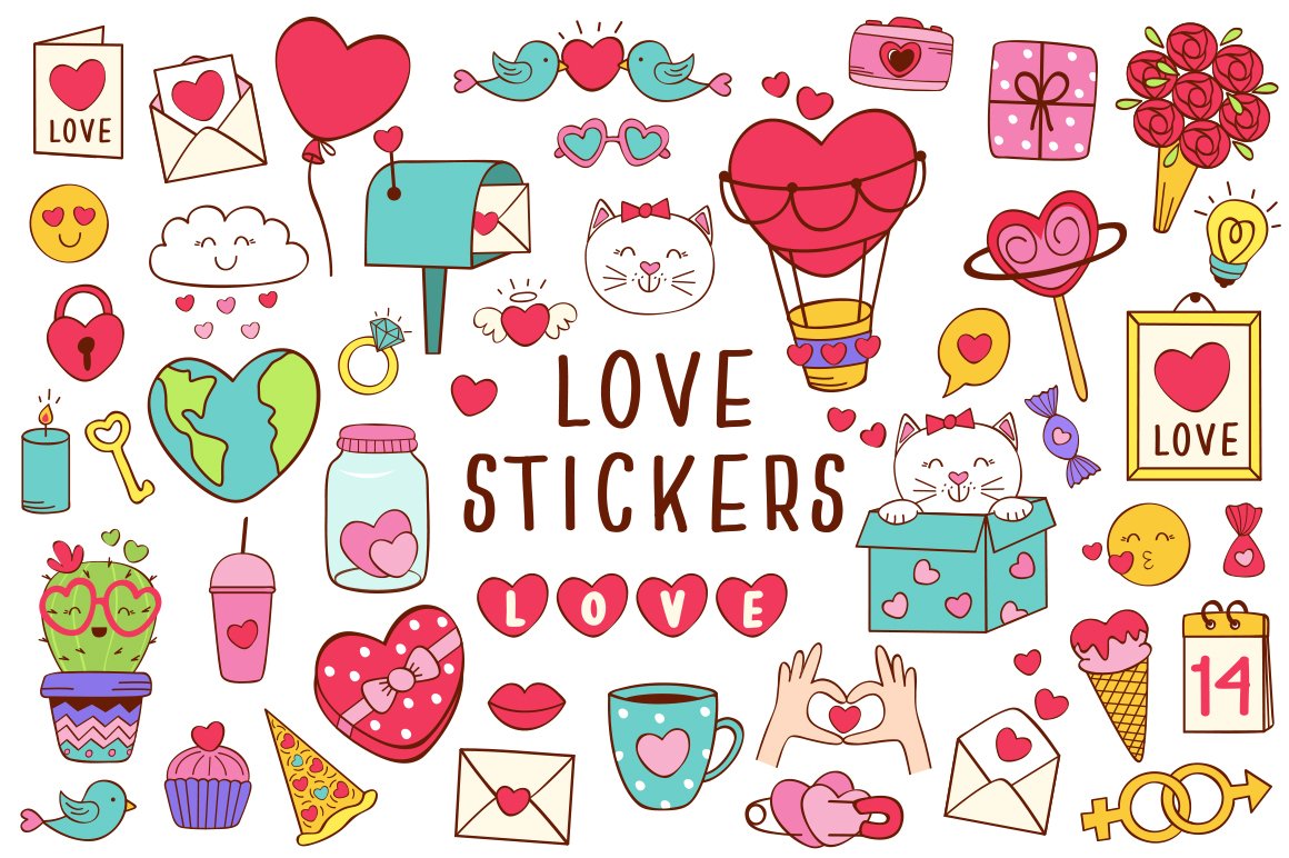 love stickers collection preview image.
