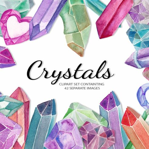 Crystals clip art set cover image.