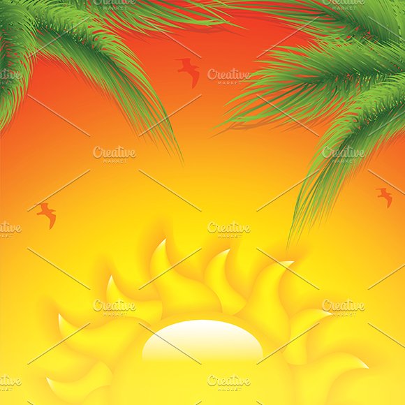 Tropical sunset background cover image.