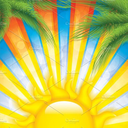 Tropical sunset background cover image.