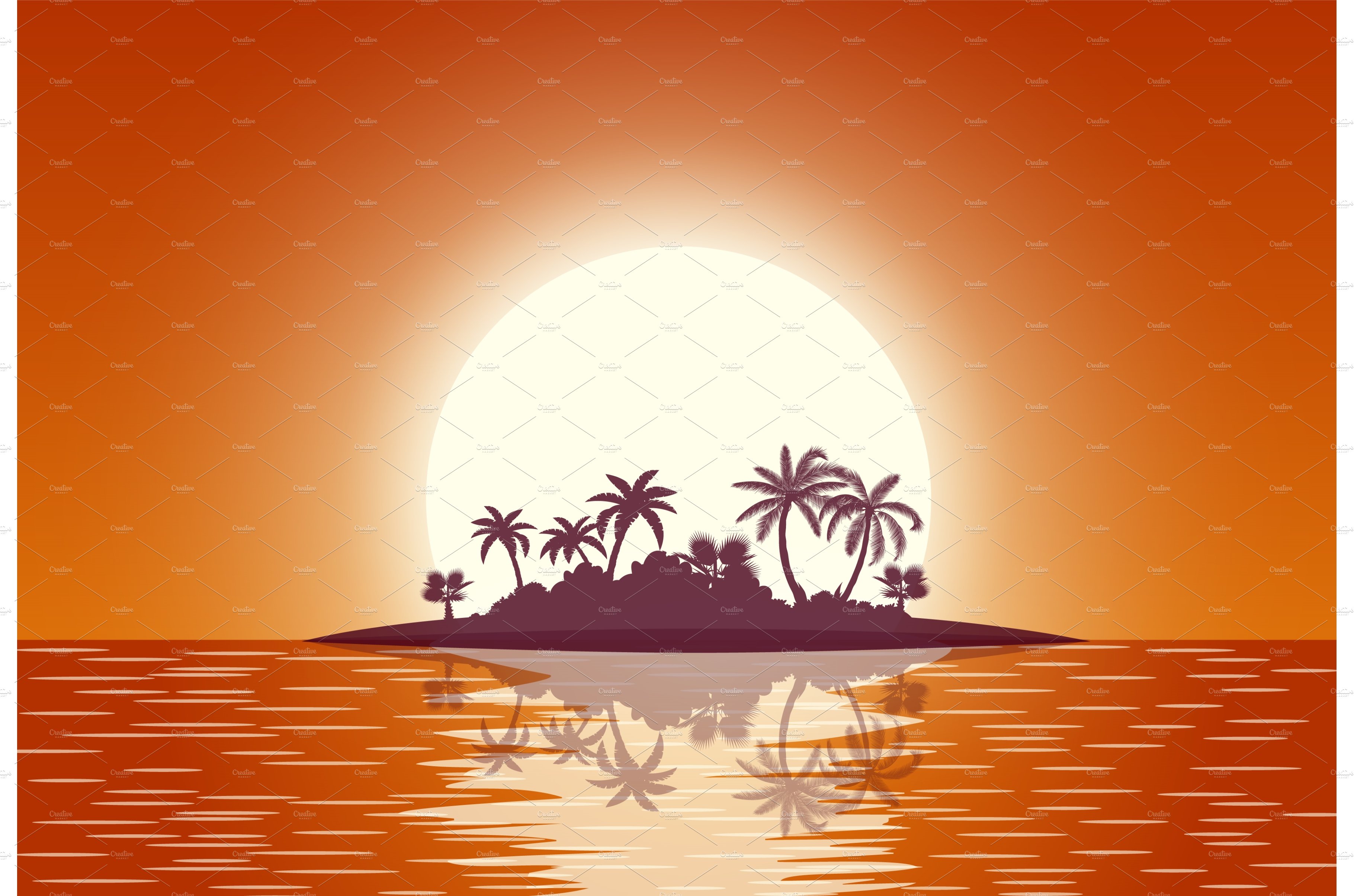 Hot tropical island with palm trees cover image.