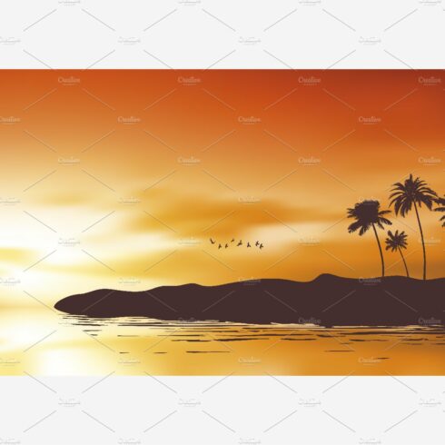 Sunset at the beach vector cover image.