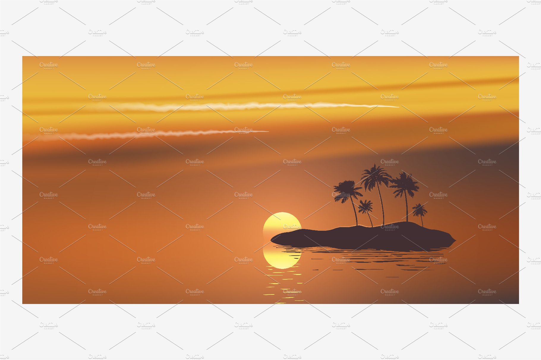 Inhabited tropical island vector cover image.