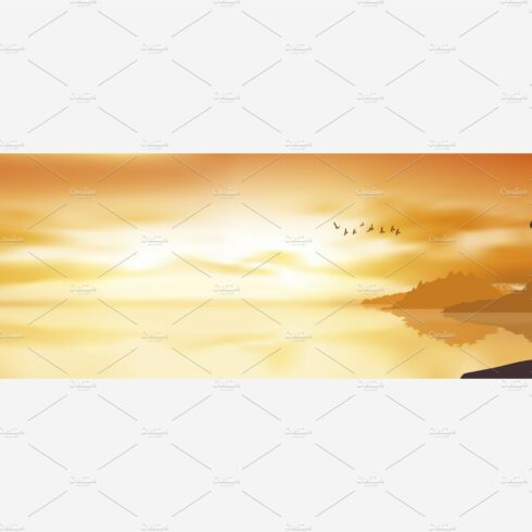 Sunset on the beach vector cover image.