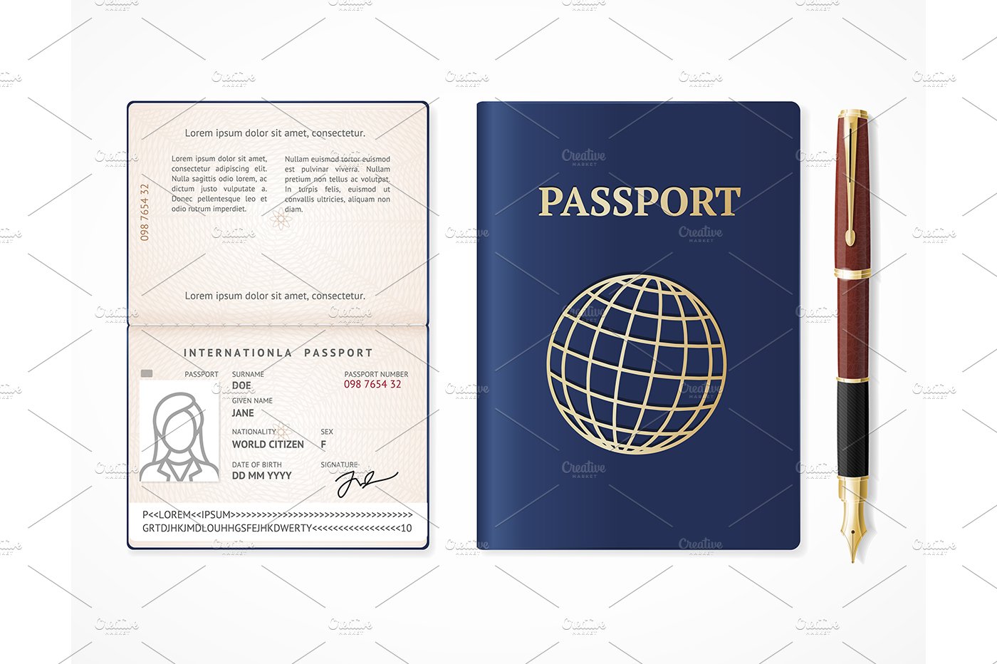 International Passport Blank Set. preview image.