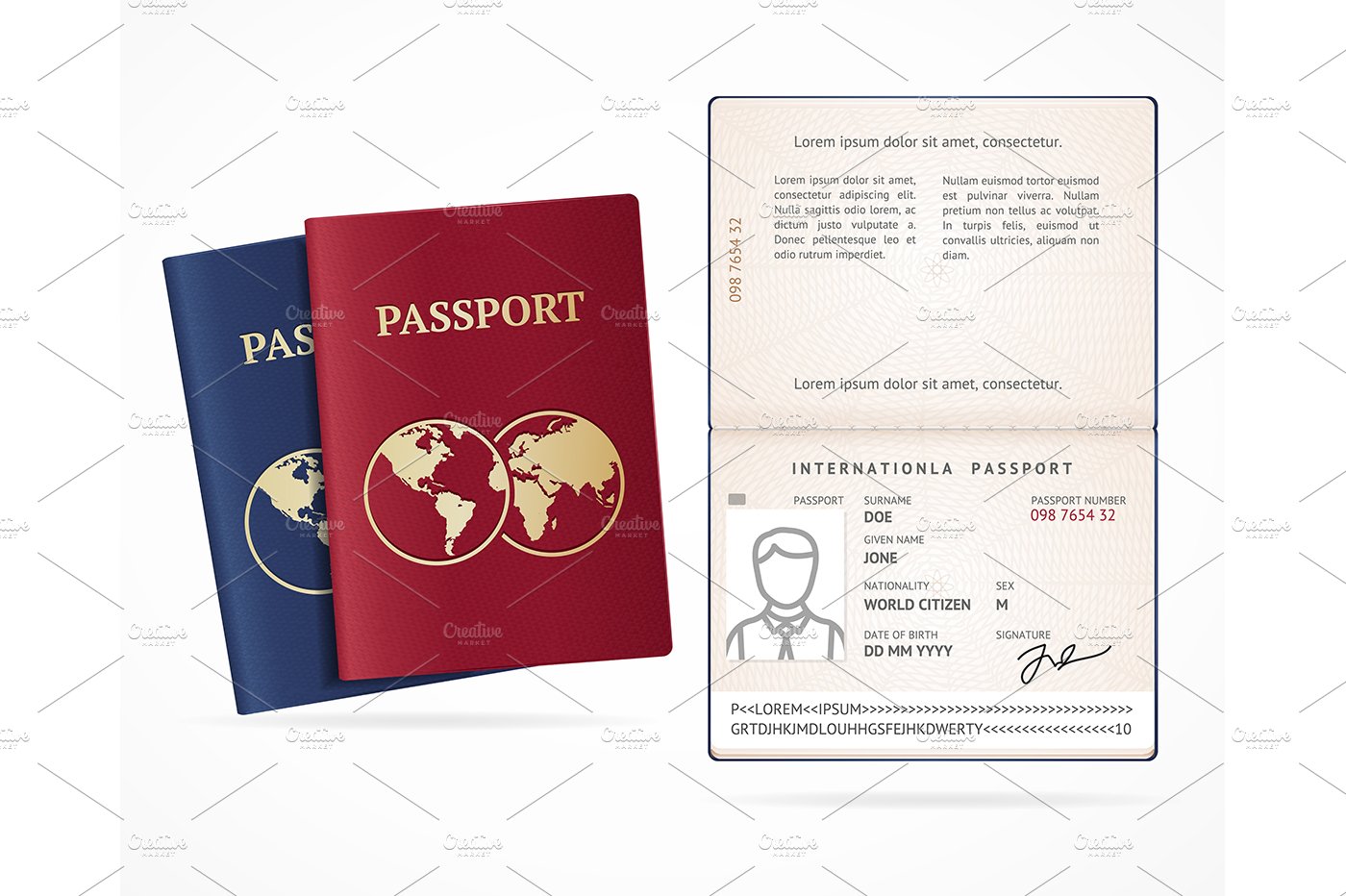 International Passport Blank Set. cover image.