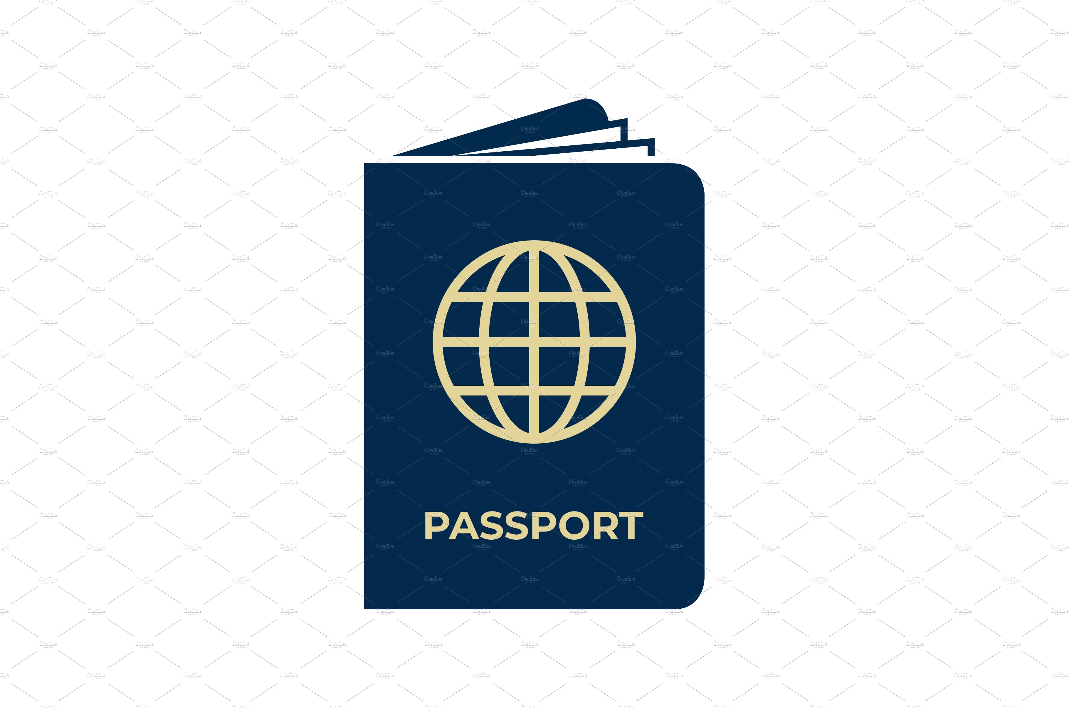 Passport icon on white background cover image.