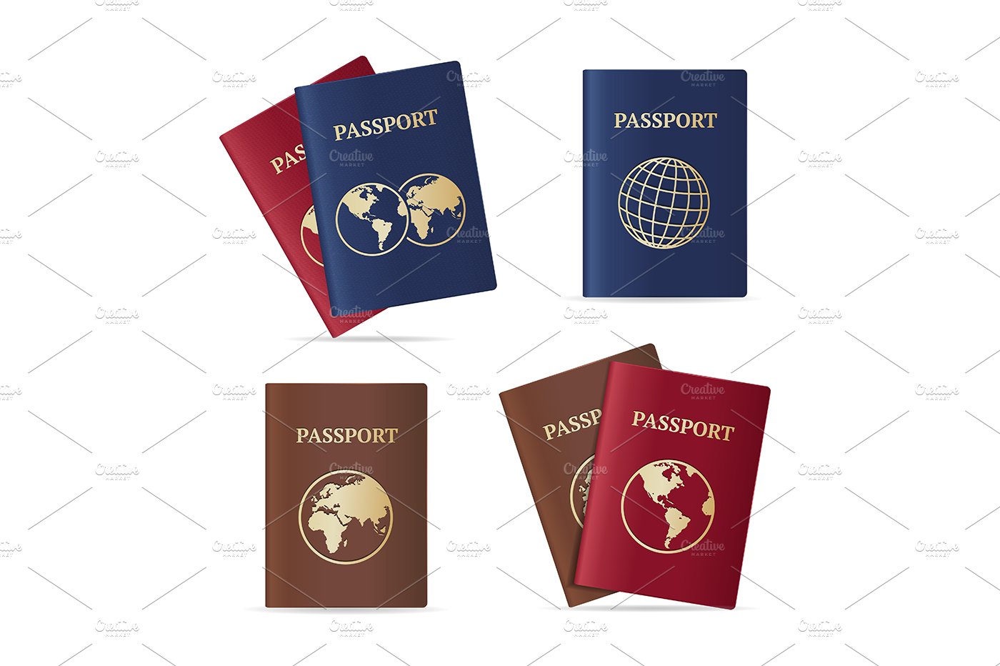 Realistic International Passport Set preview image.