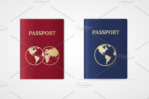 Vector passport set. Flat preview image.