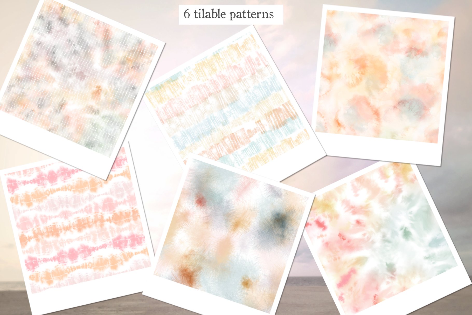Soft pastel tie dye textures preview image.