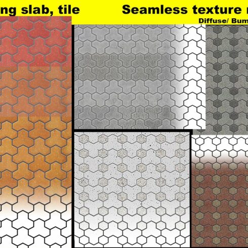 Trihex pavers seamless texture set cover image.