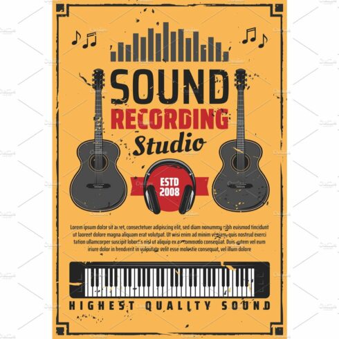 Sound recording studio and music cover image.