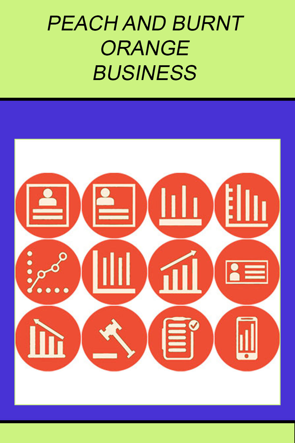 PEACH AND BURNT ORANGE BUSINESS ROUND ICONS pinterest preview image.