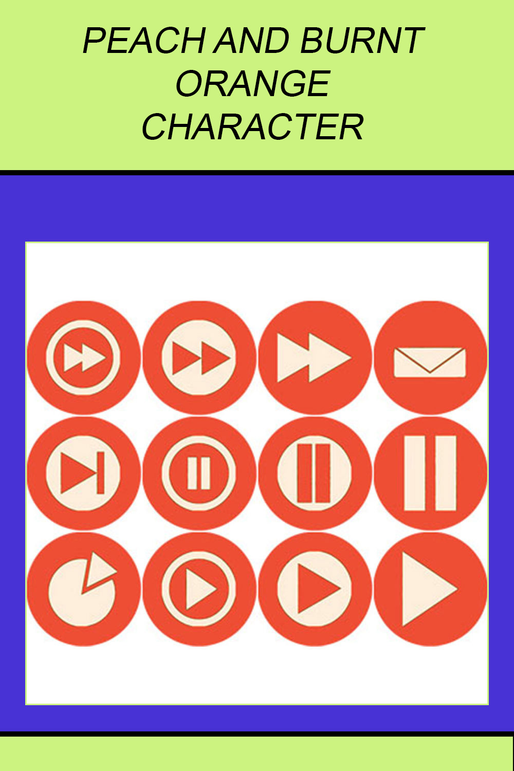PEACH AND BURNT ORANGE CHARACTER ROUND ICONS pinterest preview image.