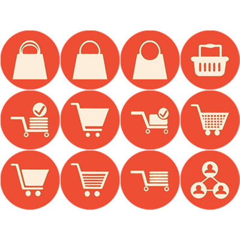 PEACH AND BURNT ORANGE COMMERCE ROUND ICONS cover image.