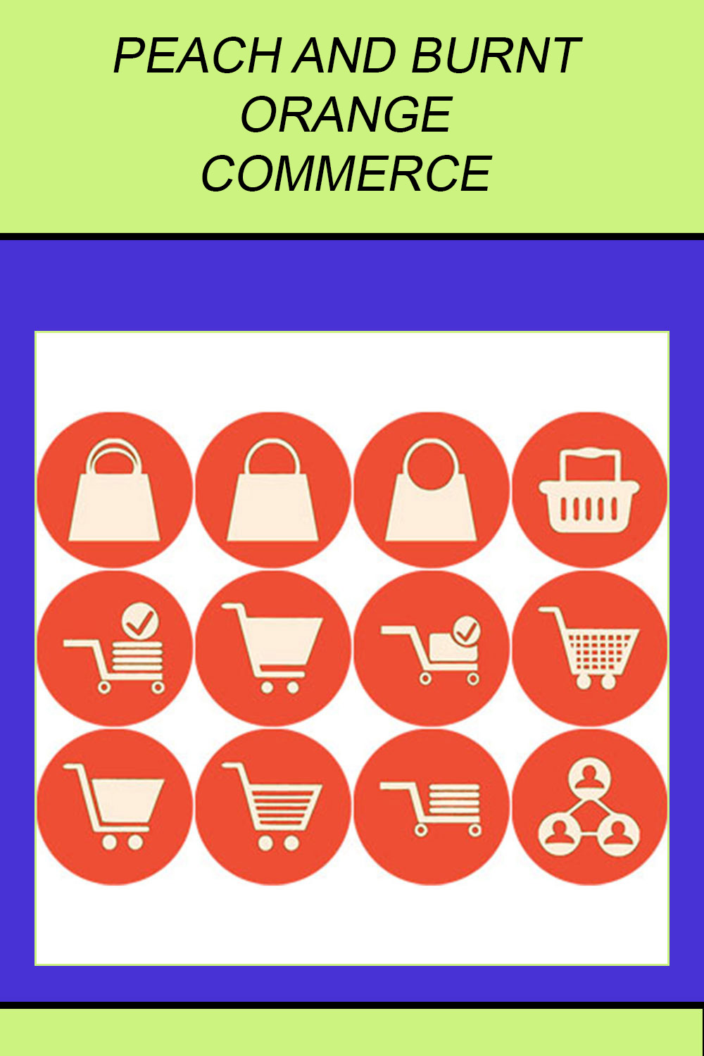 PEACH AND BURNT ORANGE COMMERCE ROUND ICONS pinterest preview image.