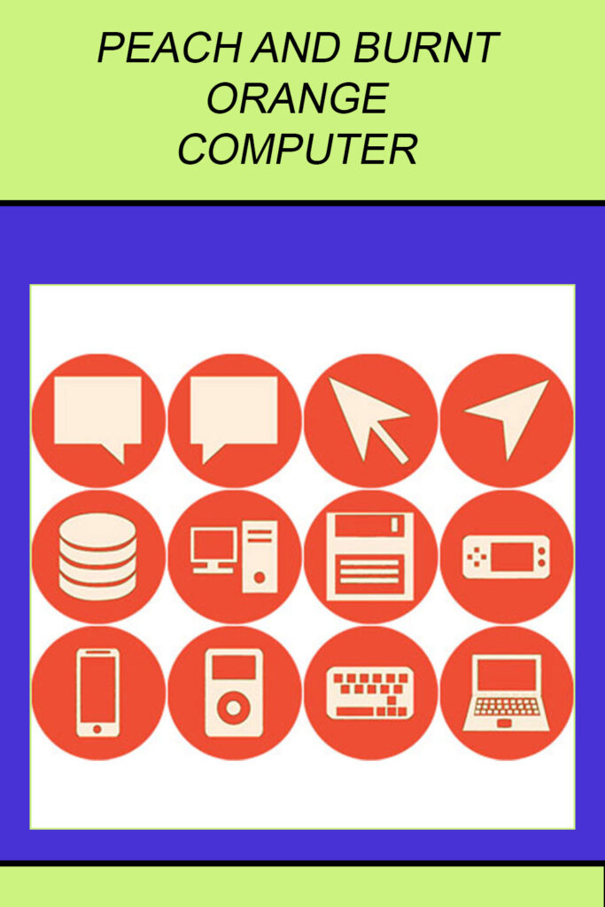 PEACH AND BURNT ORANGE COMPUTER ROUND ICONS - MasterBundles