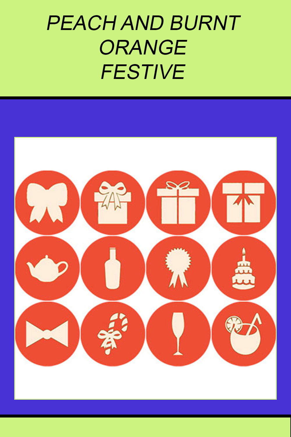 PEACH AND BURNT ORANGE FESTIVE ROUND ICONS pinterest preview image.