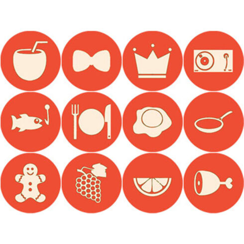 PEACH AND BURNT ORANGE FOOD ROUND ICONS cover image.