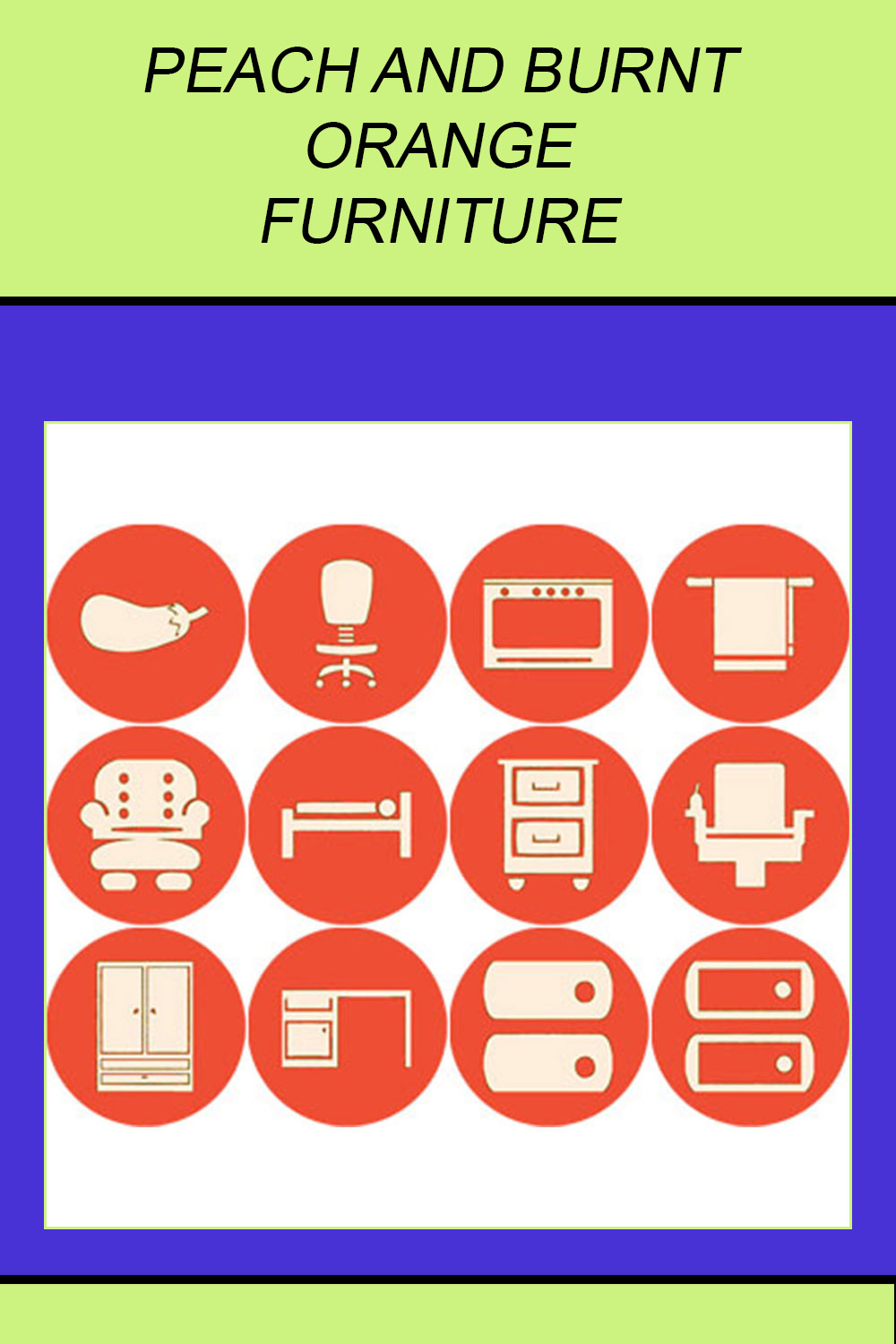 PEACH AND BURNT ORANGE FURNITURE ROUND ICONS pinterest preview image.