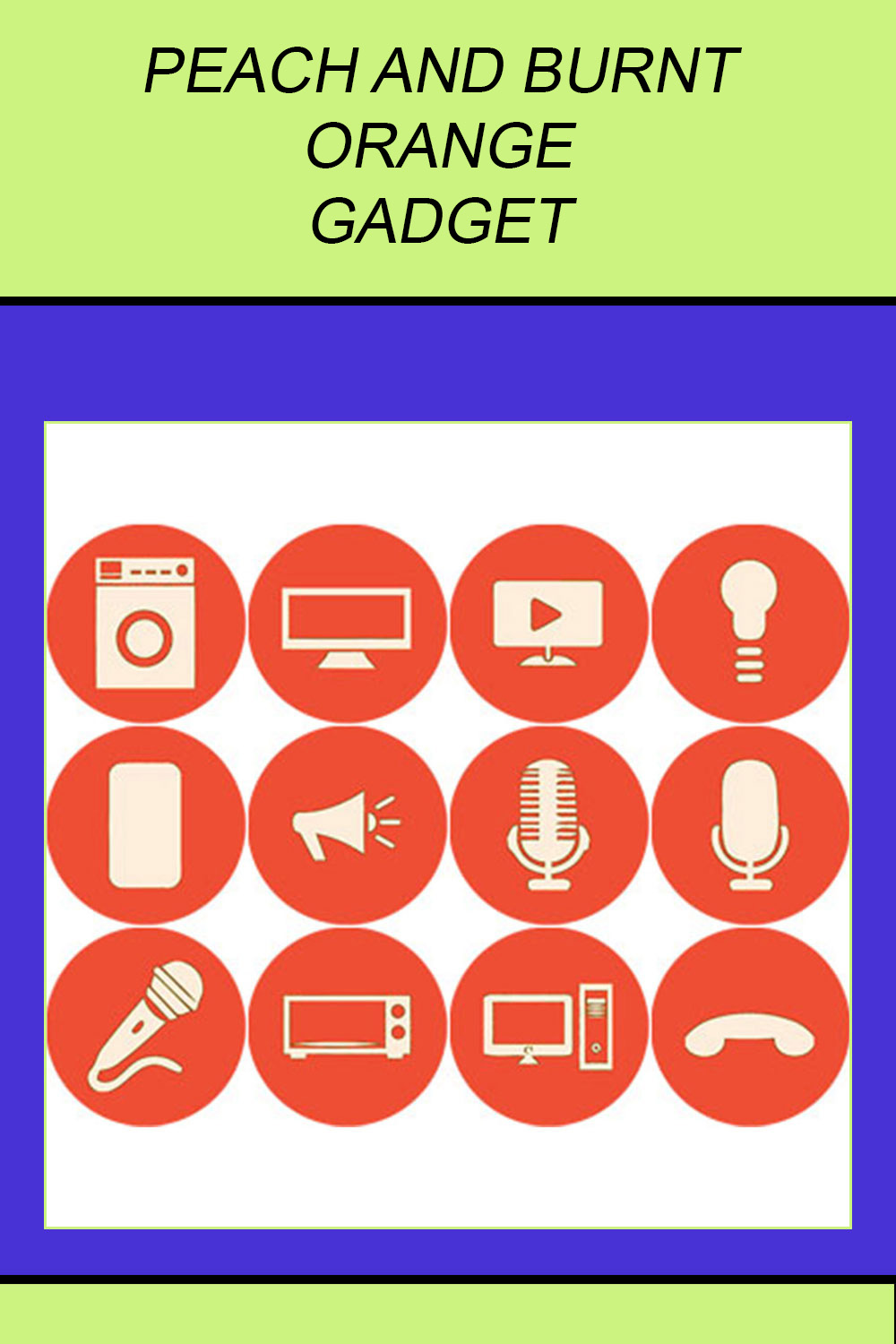 PEACH AND BURNT ORANGE GADGET ROUND ICONS pinterest preview image.