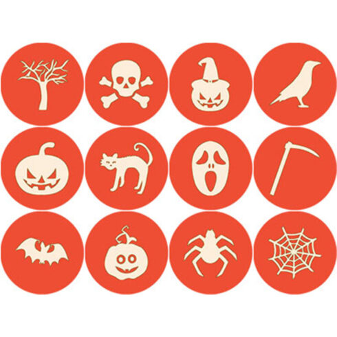 PEACH AND BURNT ORANGE HALLOWEEN ROUND ICONS cover image.