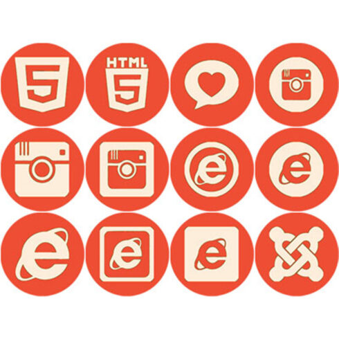 PEACH AND BURNT ORANGE SOCIAL MEDIA ROUND ICONS cover image.