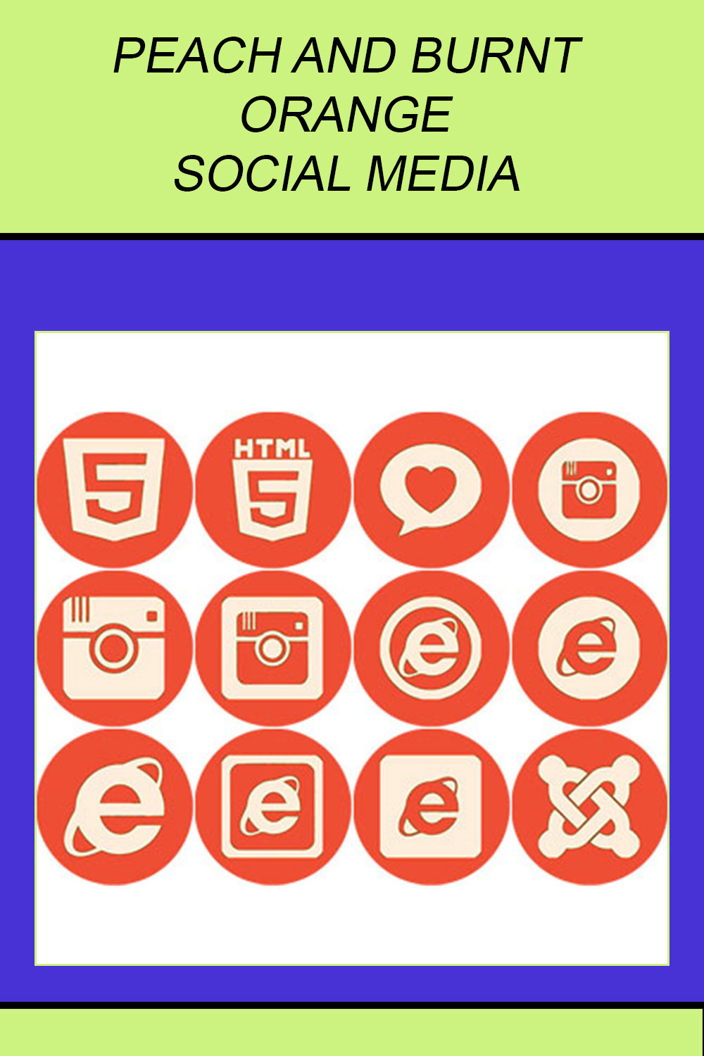 PEACH AND BURNT ORANGE SOCIAL MEDIA ROUND ICONS pinterest preview image.