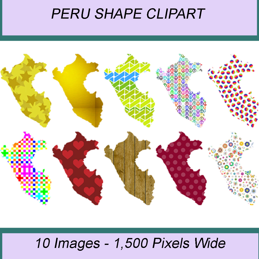 PERU SHAPE CLIPART ICONS cover image.