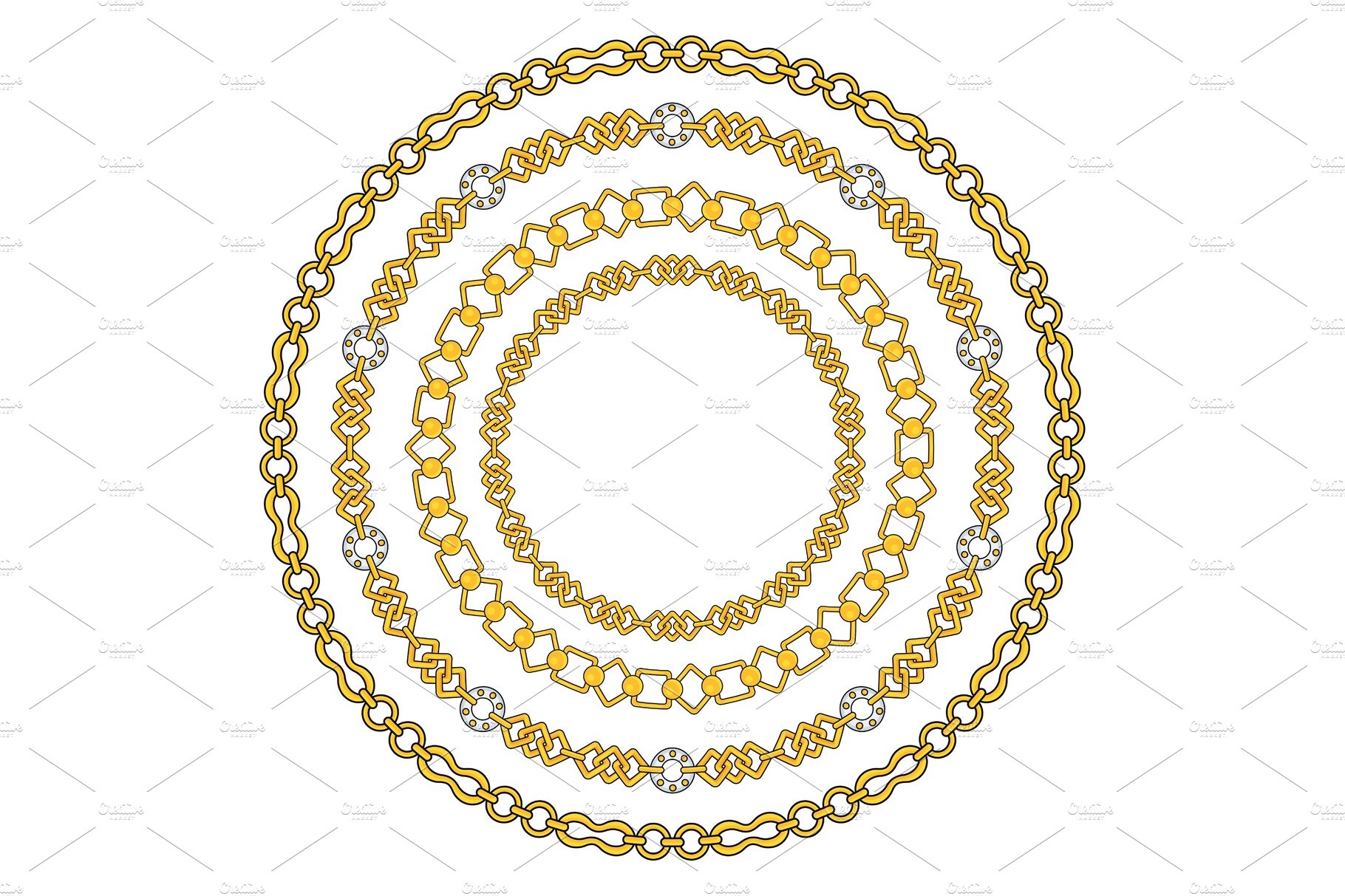 Round Frame Of Figured Gold Chains MasterBundles