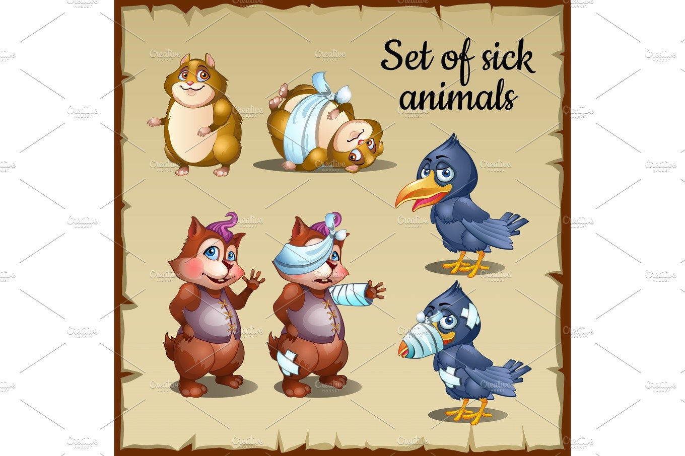 Sick and healthy animals, raven, beaver, hamster cover image.