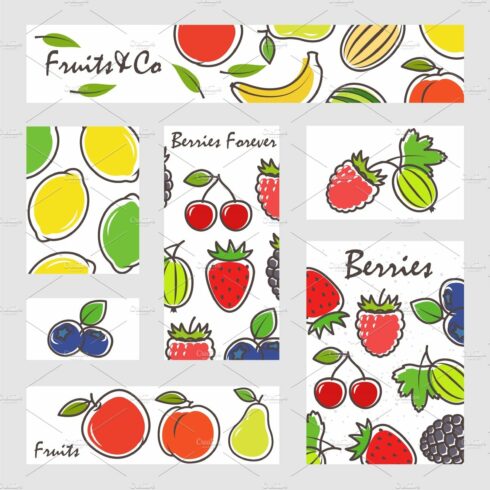 Fruits and berries banners set cover image.