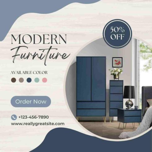 Instagram design template showcasing modern furniture cover image.
